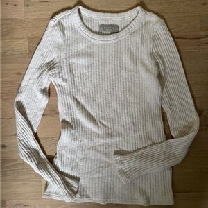 Everlane Beige Ribbed Knit Top